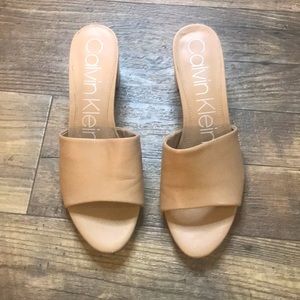Nude Calvin Klein mules sandals heeled
